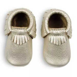 Freshly Picked Platinum Moccasins Baby Shoes